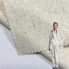 Elbise için polyester keten bej kumaş